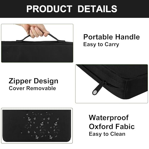 2 Inches Thick Waterproof Oxford Fabric Stadium Seat Cushions Set of 2 (Black) Z626