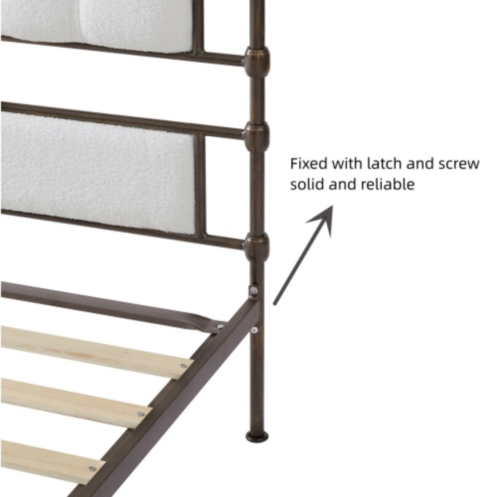 Queen Size Metal Bed Frame with Foam Head and Tail R774