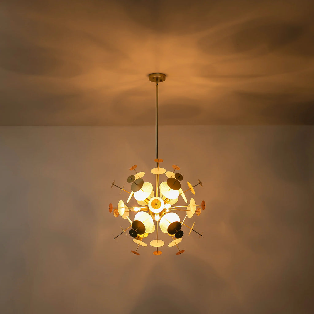 9-Light Linear Starburst Textured Glass Chandelier X699217