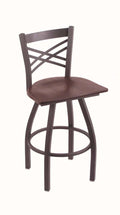 Pewter Swivel Stool with Dark Cherry Oak Seat M4468