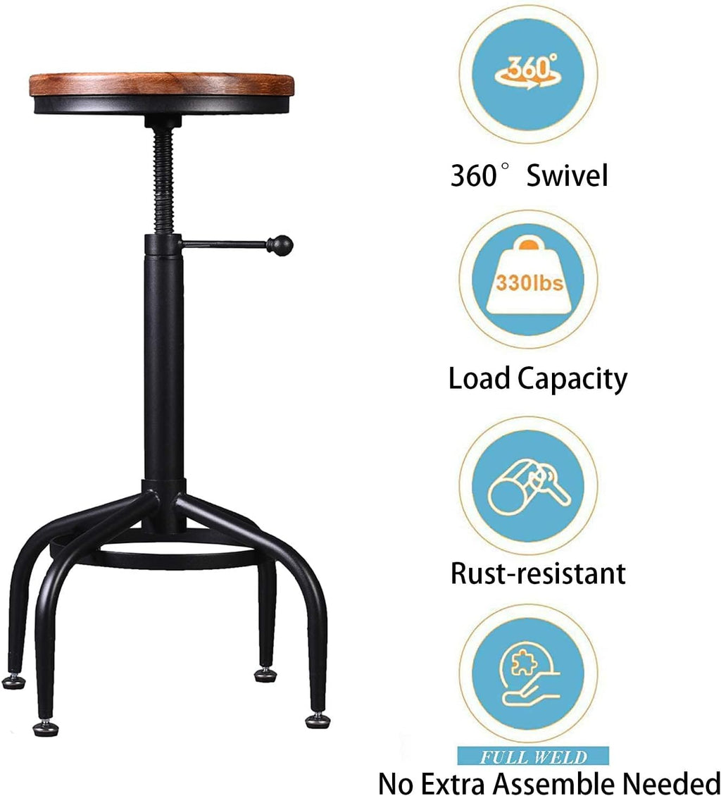 Set of 2 Black Metal Adjustable Barstools J105503