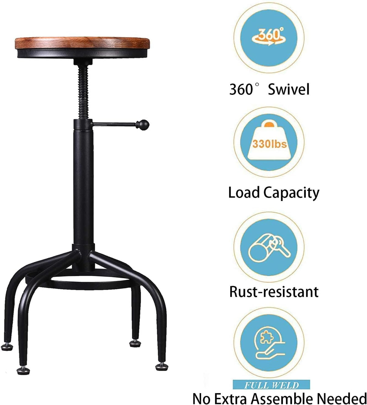 Set of 2 Black Metal Adjustable Barstools J105503