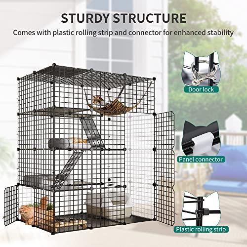 4-Tier Metal Wire Cat Enclosure with Hammock B579