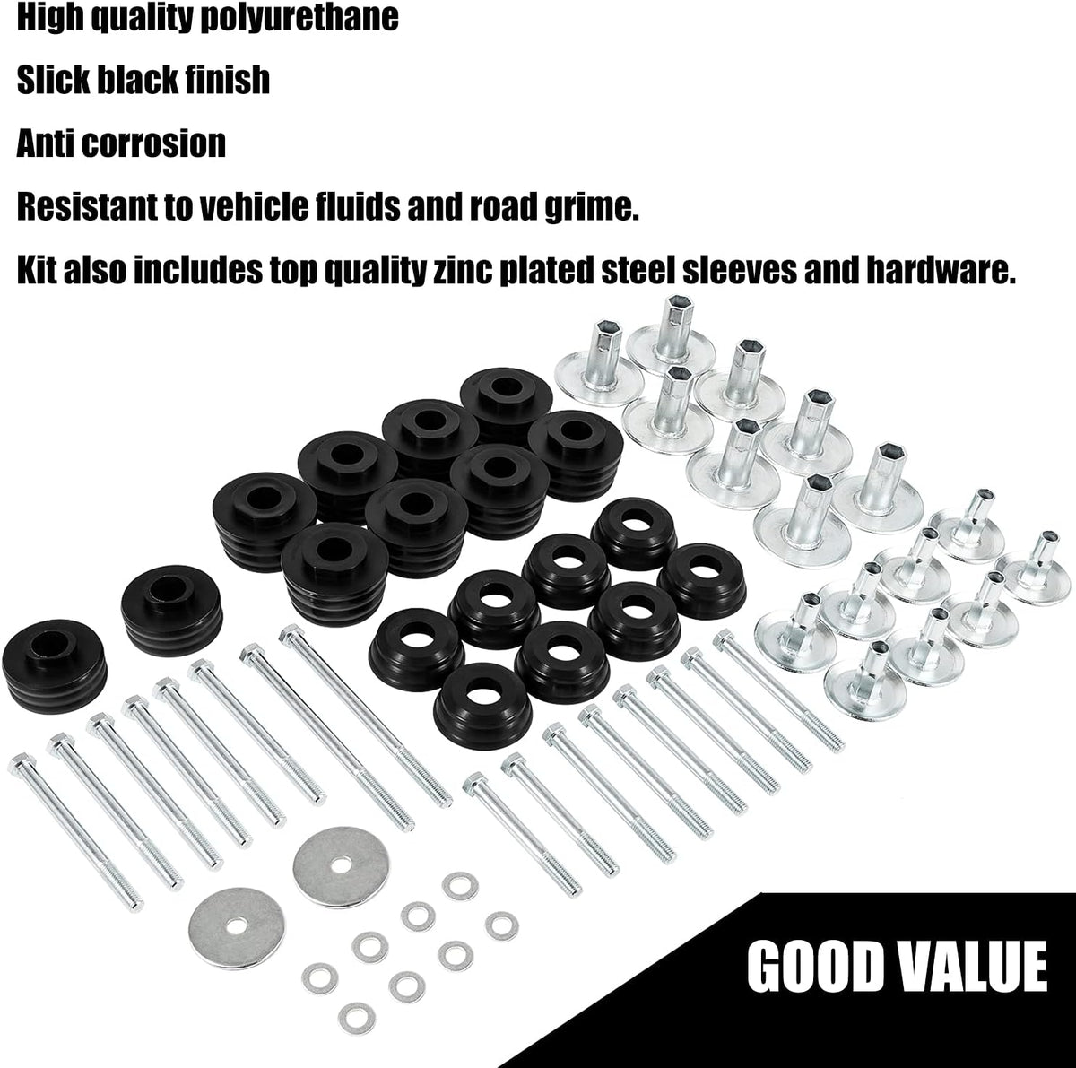 Ford Body Mount Bushing Kit with Steel Sleeves & Hardware C609017