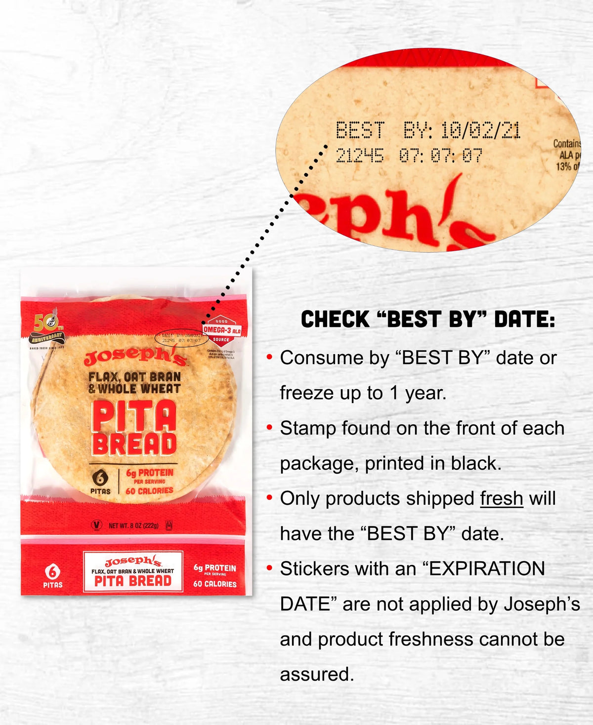 Low Net Carb Flax Pita Bread, 8 oz, 3 Pack, 18 Count T13709