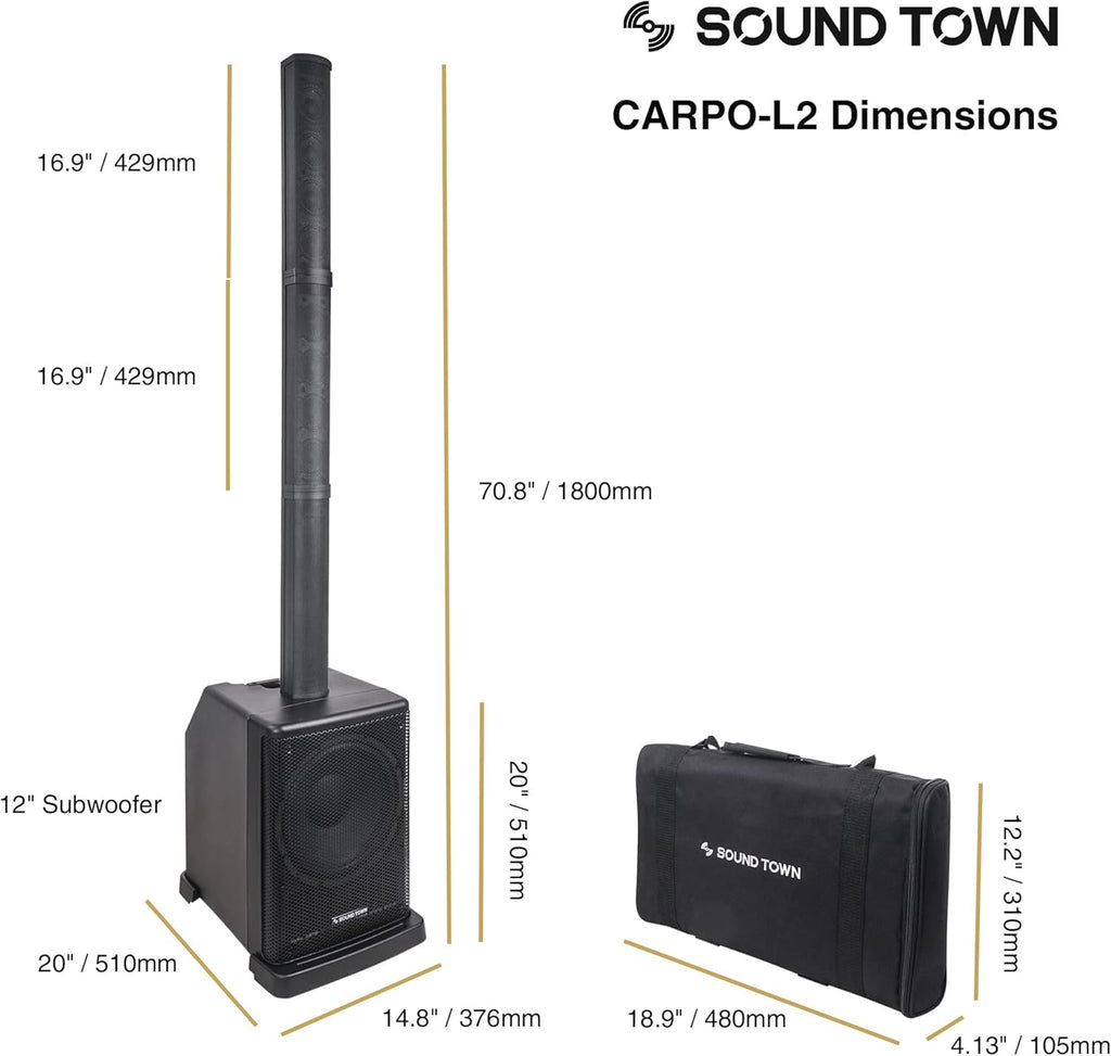 Portable Line Array Column PA/DJ System with 12 Powered Subwoofer R3506