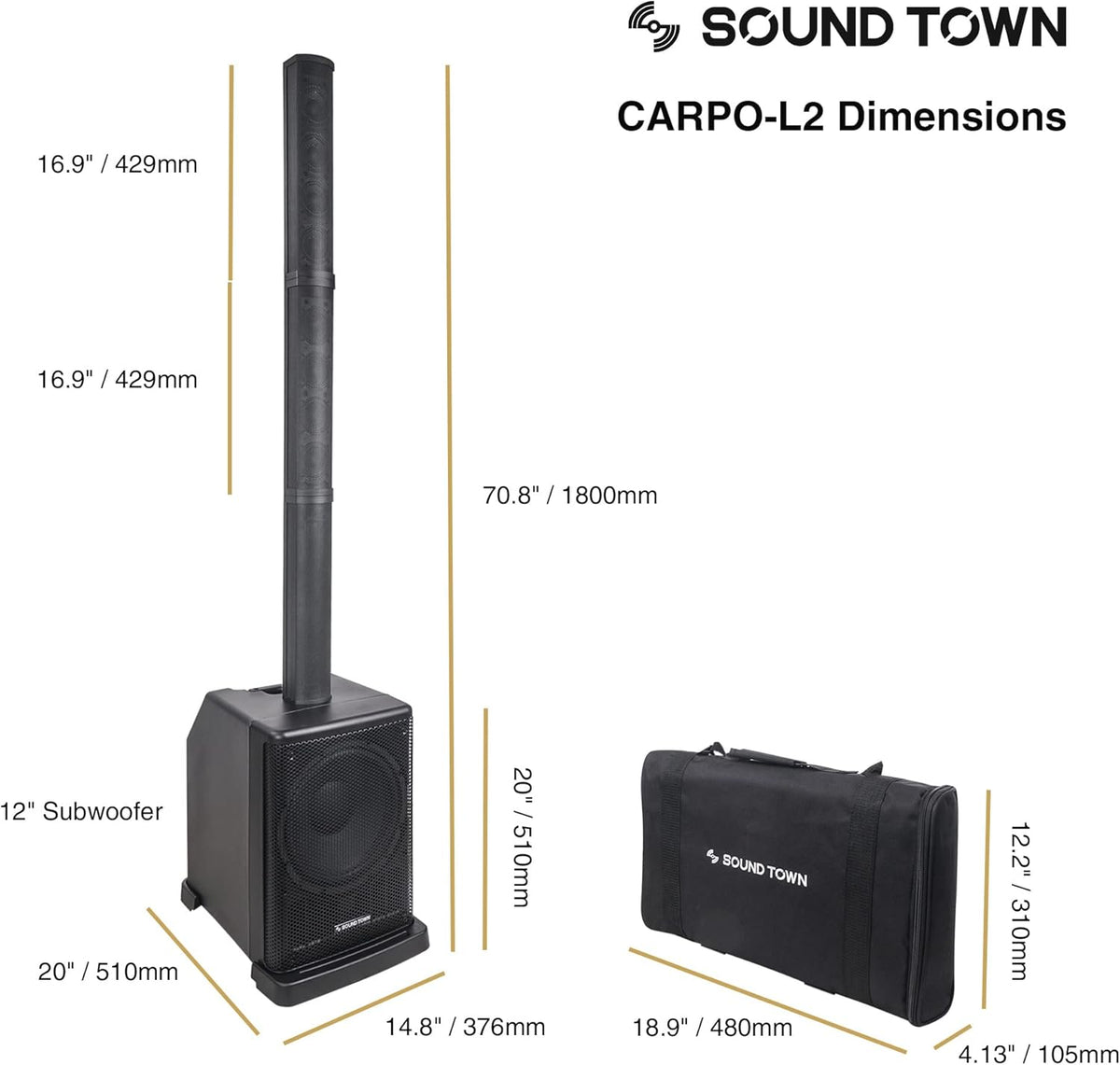 Portable Line Array Column PA/DJ System with 12 Powered Subwoofer R3506