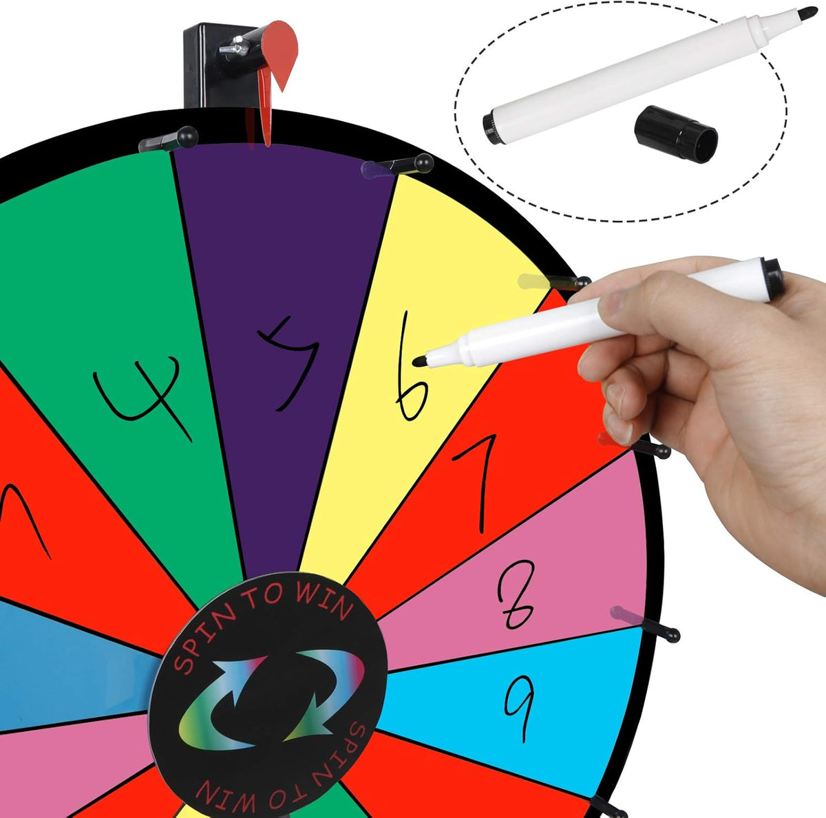 14 Slots Color Customized Spinning Prize Wheel with Dry Erase Marker Pen I87179