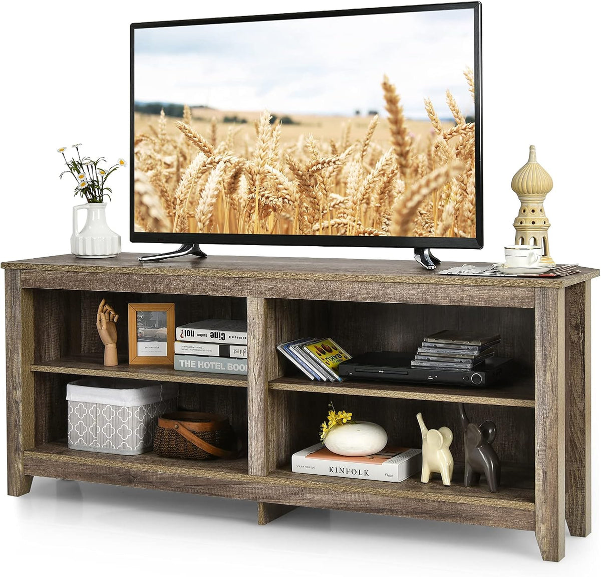Wood Corner TV Stand with Storage Shelf W842