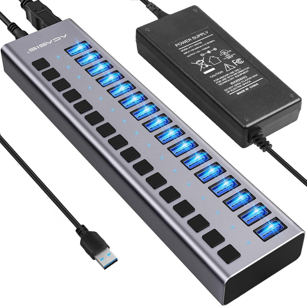 16 Ports USB 3.0 Data Hub with On/Off Switches and Power Adapter S826787