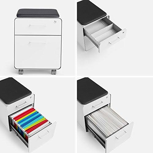 White 2-Drawer Rolling File Cabinet B264