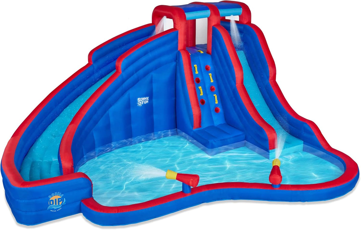 Inflatable Water Slide Park with 2 Slides & Splash Pool Z442