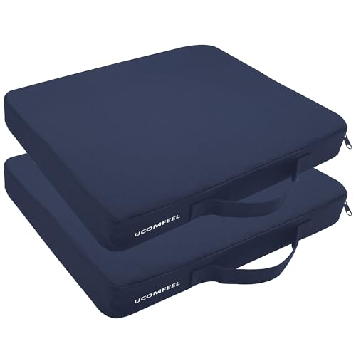 2 Inches Thick Waterproof Oxford Fabric Stadium Seat Cushions Set of 2 (Black) Z626