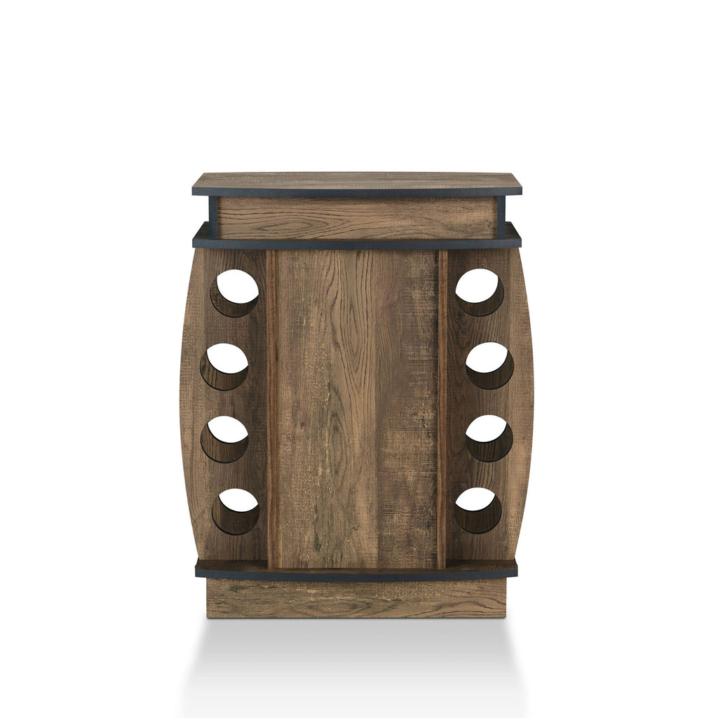 Rustic Reclaimed Oak Finish Multi-Storage Bar Cabinet D335020