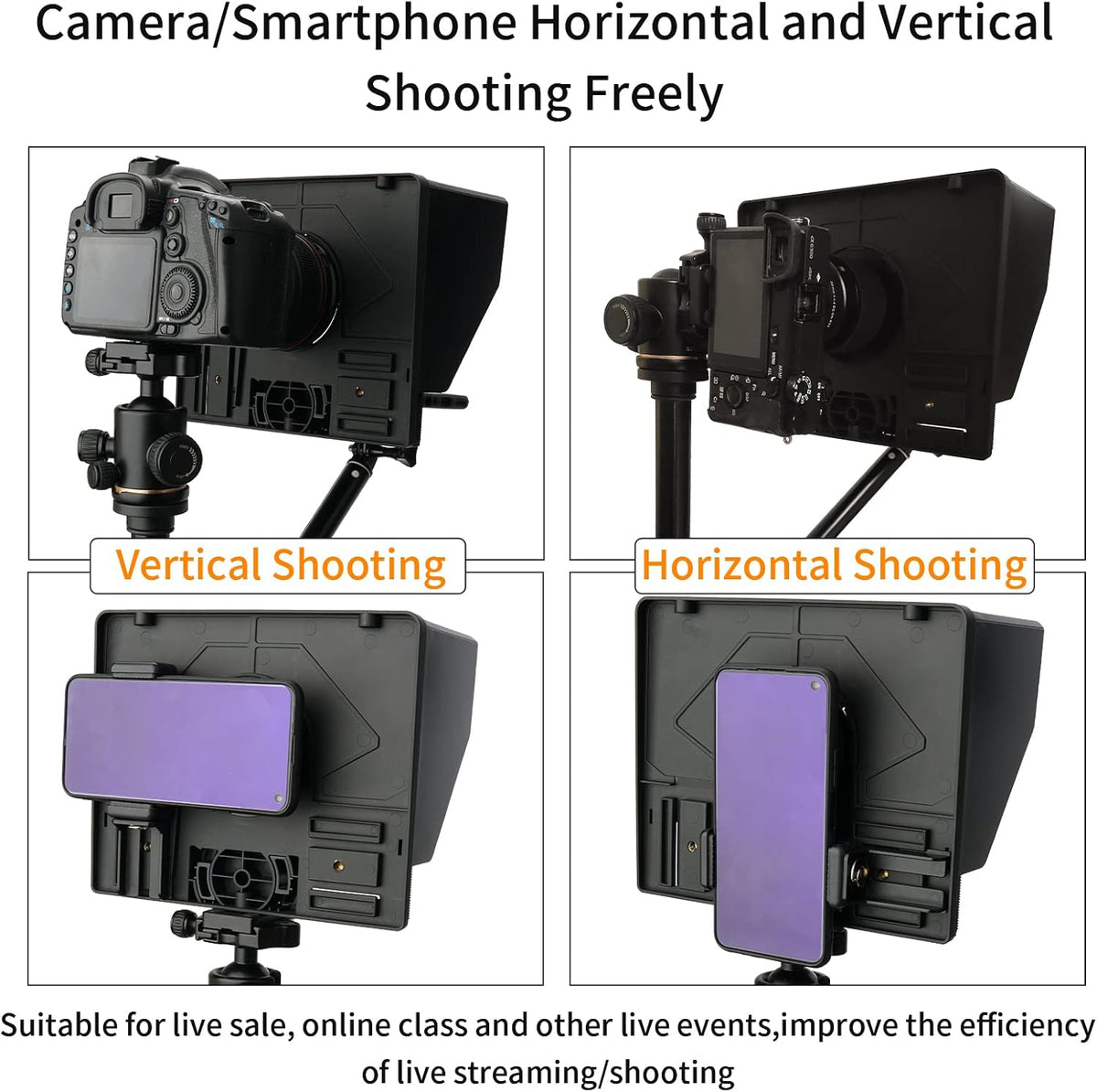 10 Folding Teleprompter for DSLR Smartphone and Tablet T12928