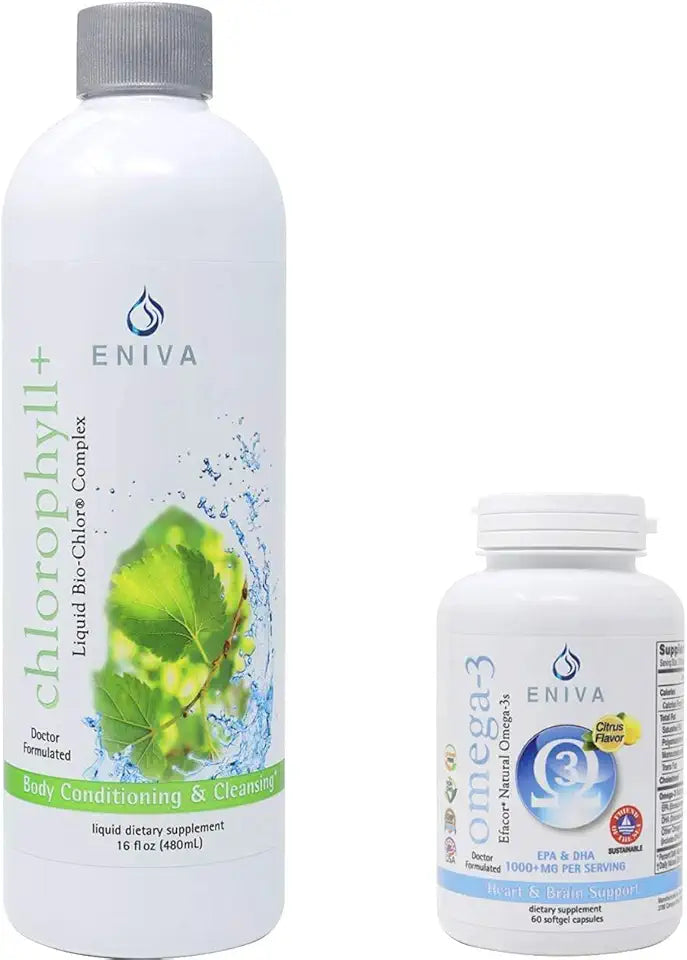 Liquid Chlorophyll Supergreens 16oz and Omega-3 Fish Oil 60 caps Bundle O187585