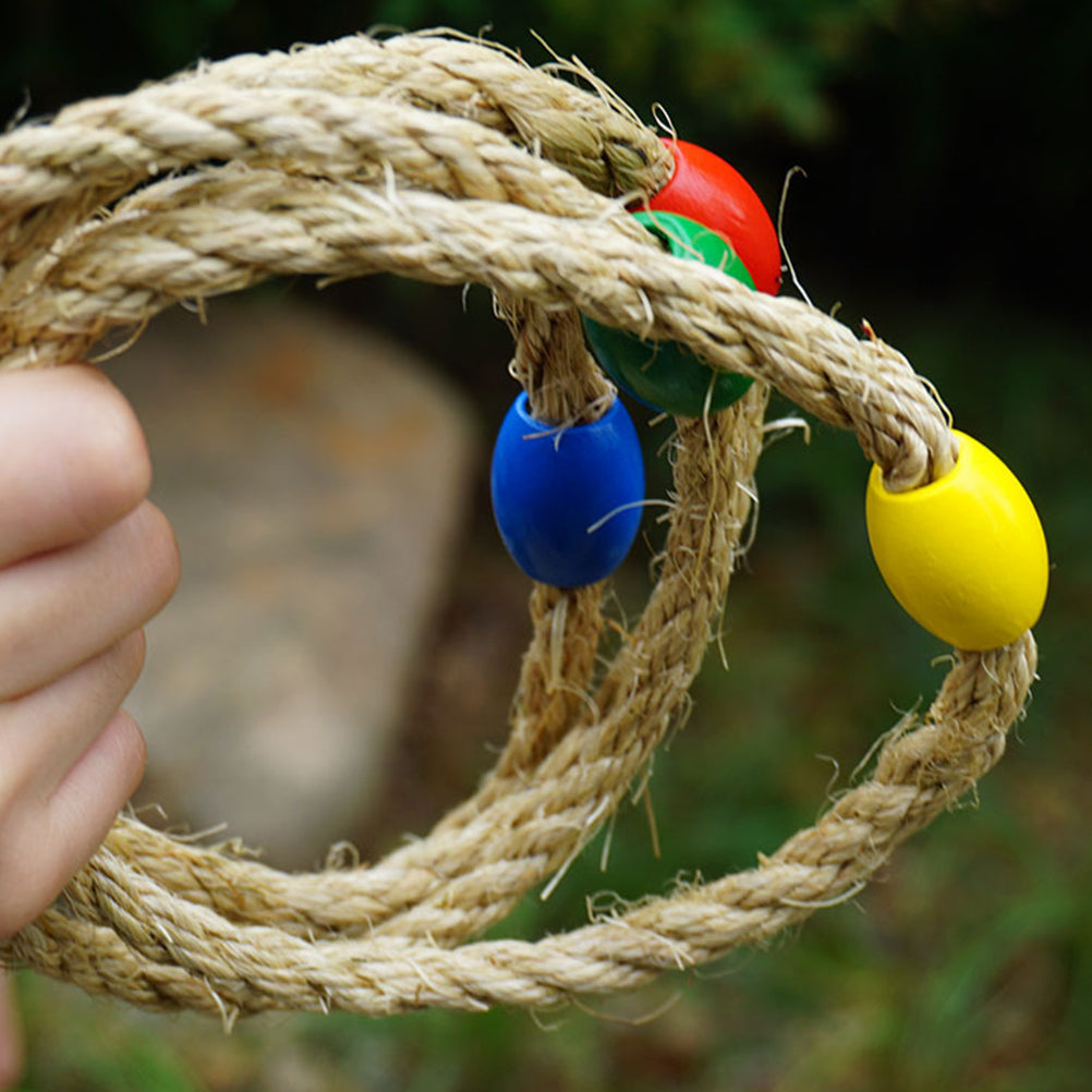 Natural Rope Ring Toss Game Toy 8 PCS M587