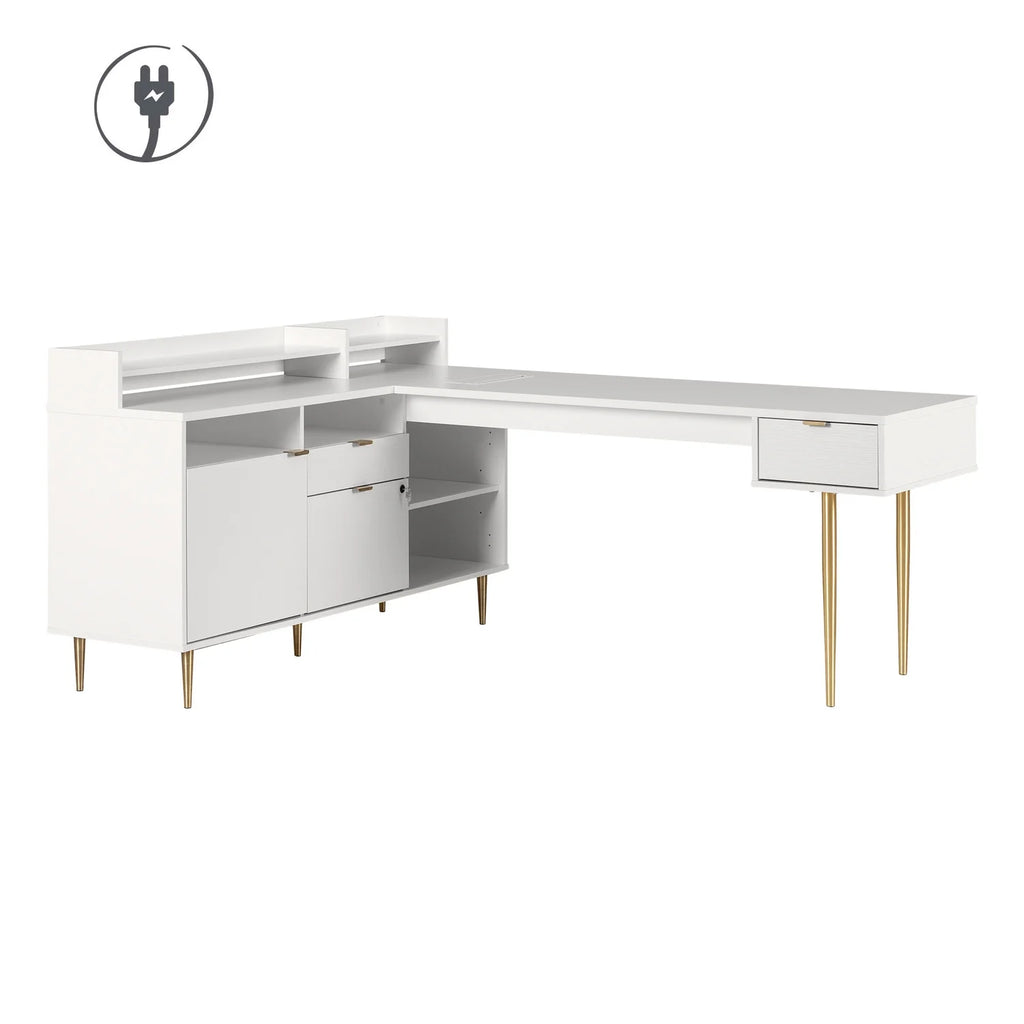 White Engineered Wood Desk F9277