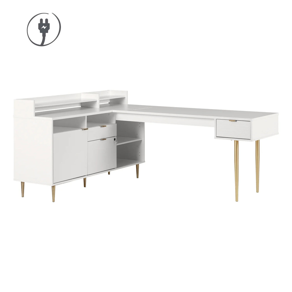 White Engineered Wood Desk F9277