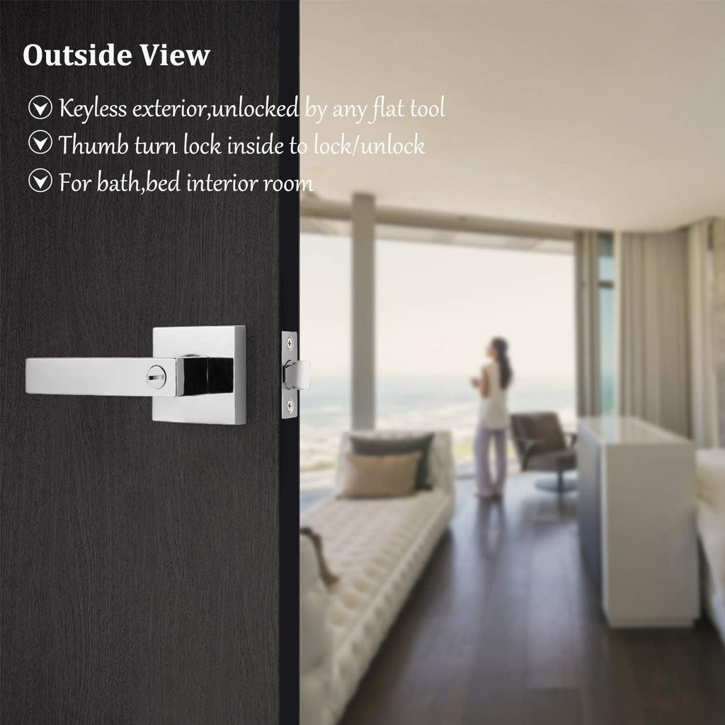 Polished Chrome Square Privacy Levers 5 Pack Z88812