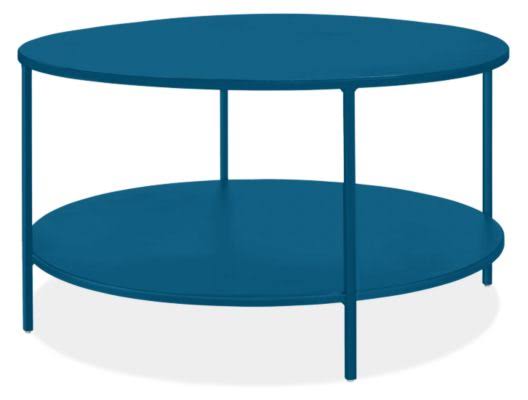 Slim Round Coffee Table with Shelf 30 Diameter 16h in Sapphire Blue F8626