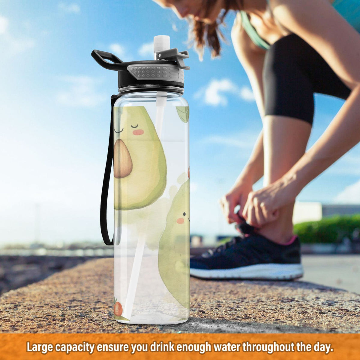 32oz Tritan Clear Water Bottle with Straw Y2908