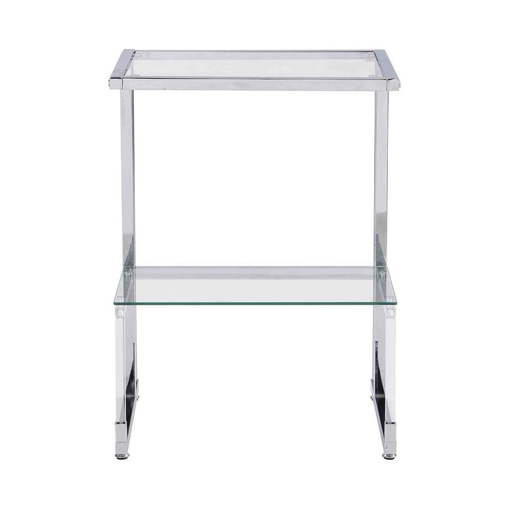 Chrome 2-Tier Acrylic Glass Top C Shape Side Table T813677
