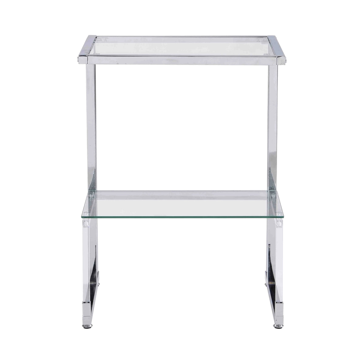 Chrome 2-Tier Acrylic Glass Top C Shape Side Table T813677