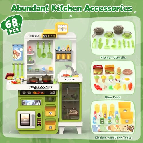 68 PCS Toddler Kitchen Playset with Light & Sound V921