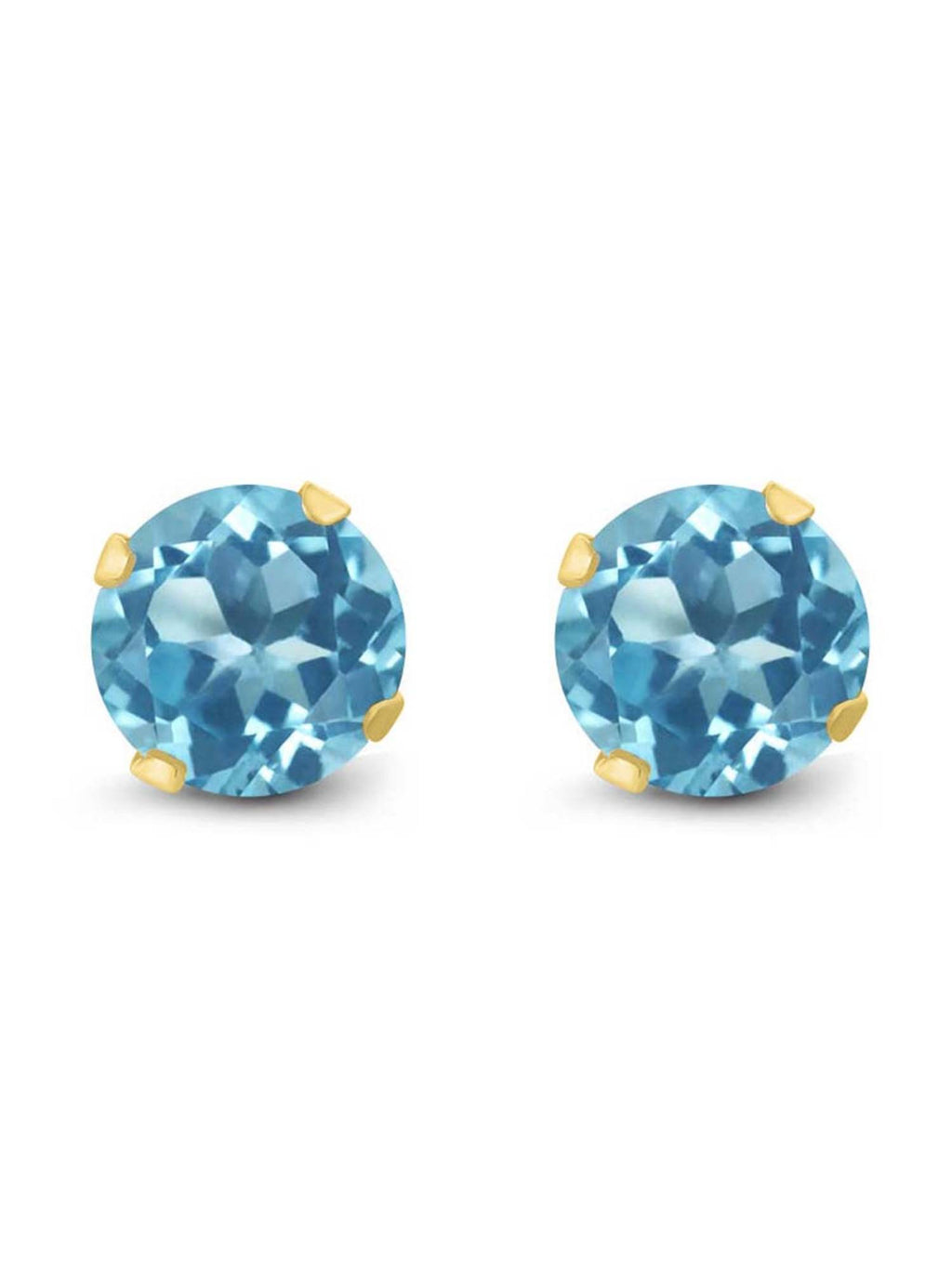 14K Yellow Gold Blue Topaz Stud Earrings R770