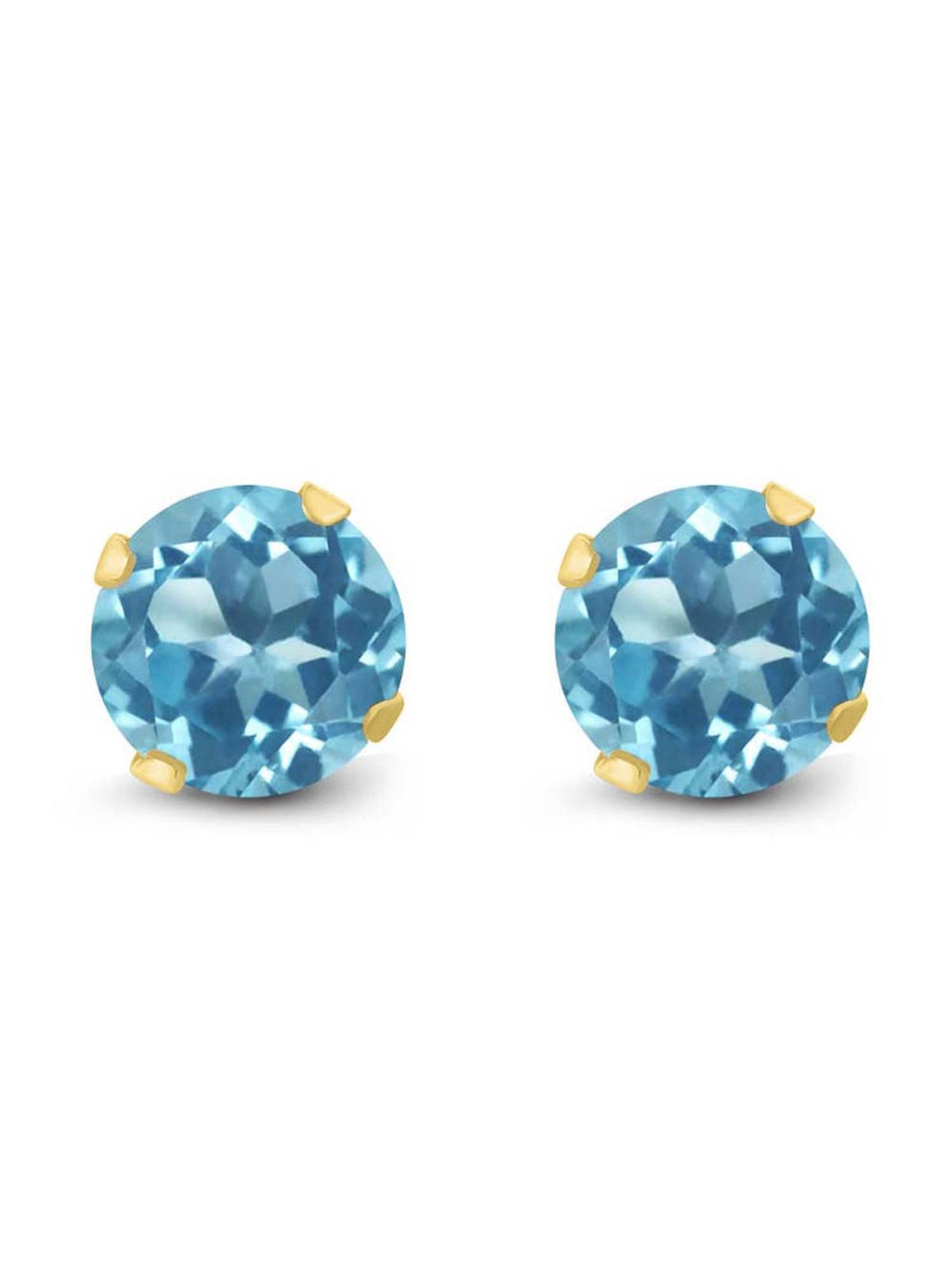 14K Yellow Gold Blue Topaz Stud Earrings R770