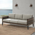 Modern Wicker Outdoor Sofa in Taupe/Brown S9791
