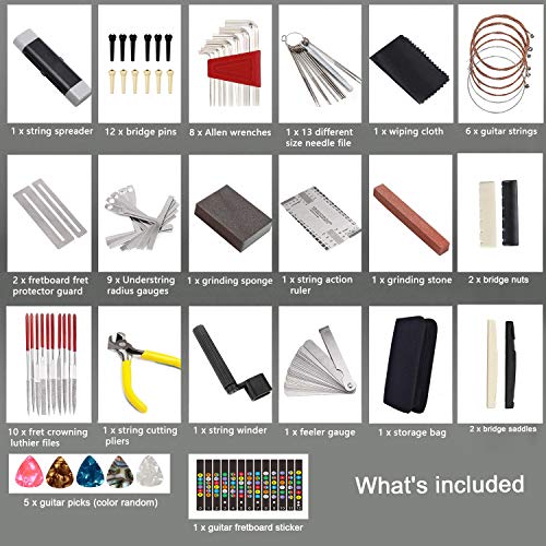 72 PCS Guitar Repairing Maintenance Tool Kit with Strings Picks F52916
