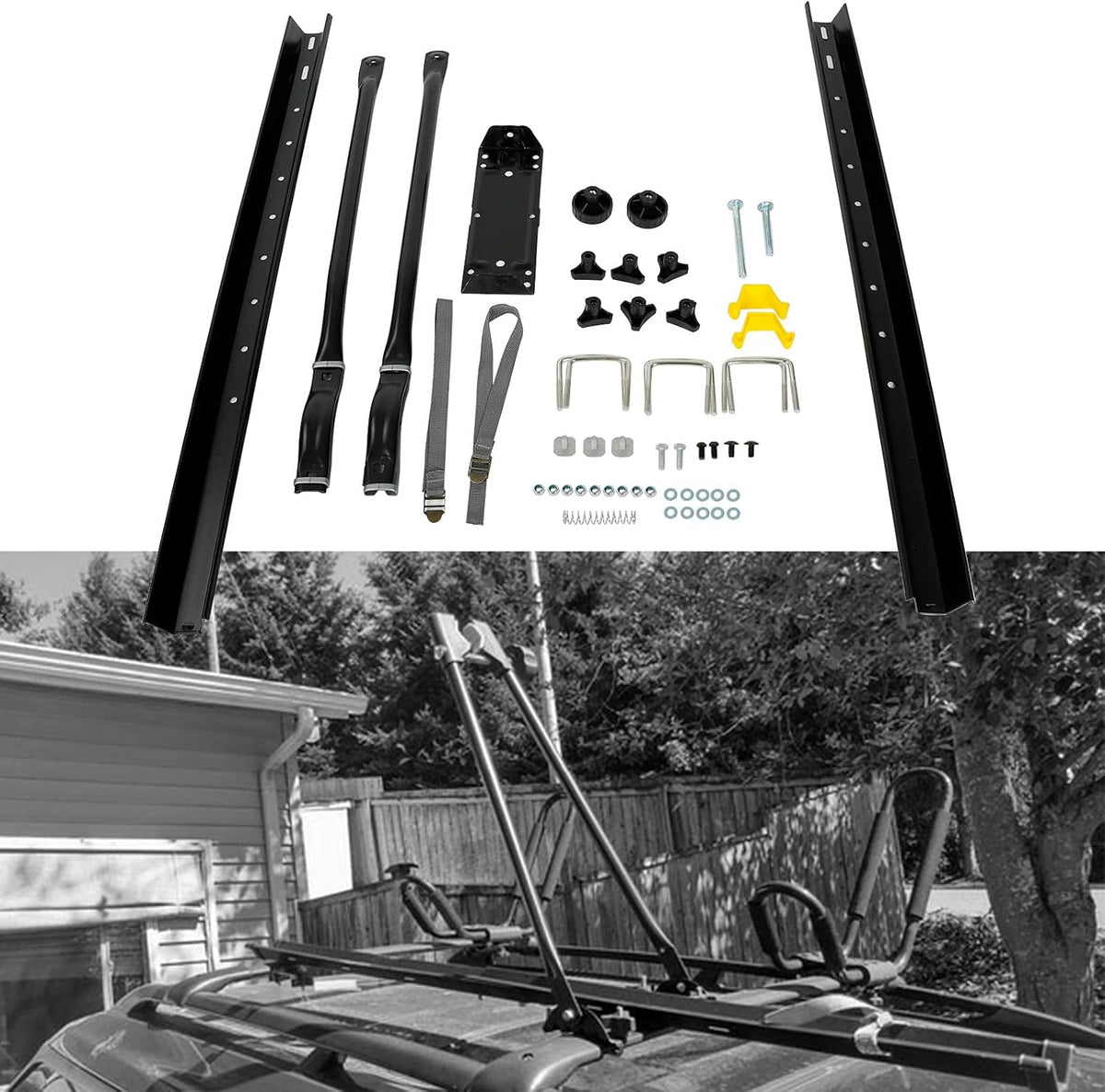 Bike Car Upright Roof Carrier Rack Locking Bike Mount Bracket with Wheel Straps and Lock Pack of 2 V355