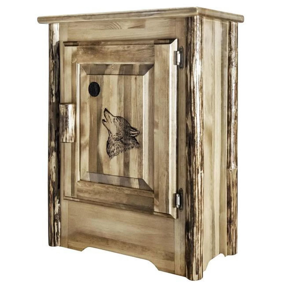 Accent Cabinet with Laser Engraved Wolf Design M159