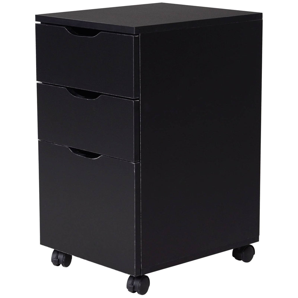 Black Wood Grain 3 Drawer Rolling File Cabinet I928593