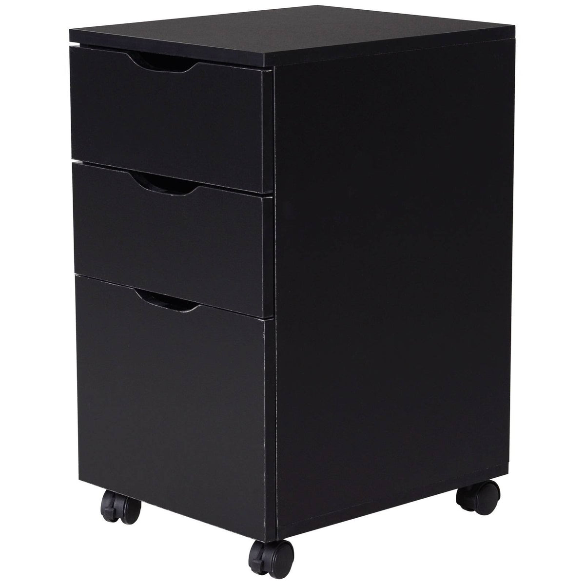 Black Wood Grain 3 Drawer Rolling File Cabinet I928593