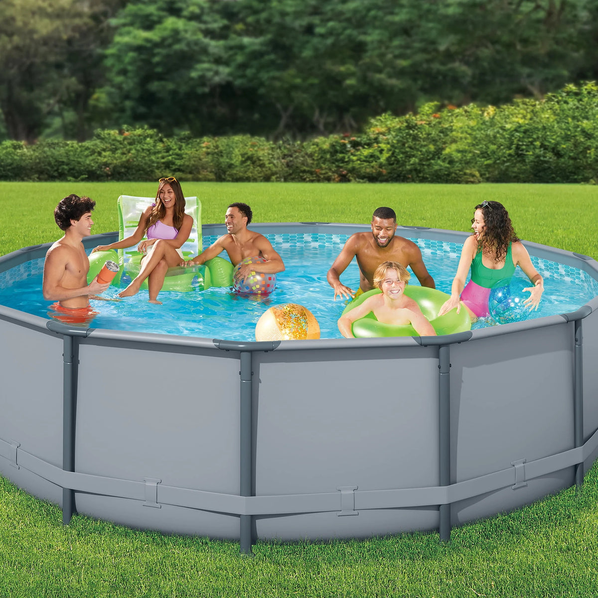 14 ft Round Metal Frame Above Ground Swimming Pool N242741