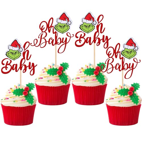 36 PCS Christmas Cupcake Toppers Double Sided Cupcake Picks A534