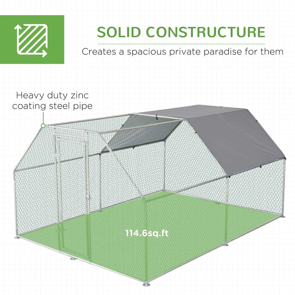 Galvanized Metal Chicken Coop with Cover Q596