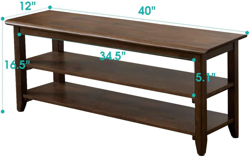 Dark Brown 3 Tier Wood Shoe Storage Bench Q63016