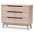 6 Drawer Wood Double Dresser Light Brown A1784