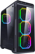 Black Mid Tower Gaming Case with Tempered Glass Panel and RGB Fans J166313