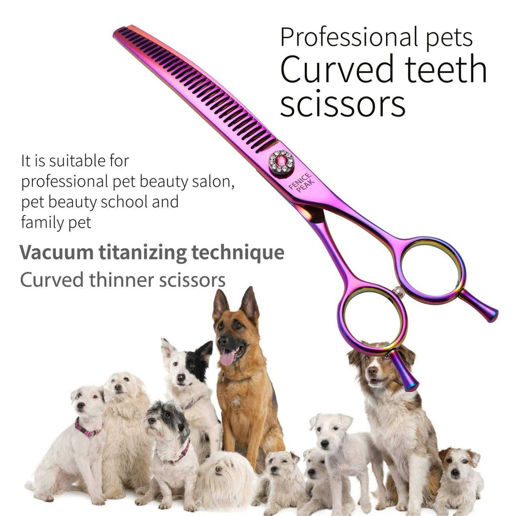 Curved Thinning Dog Grooming Scissors 7.0” 440C Steel C127
