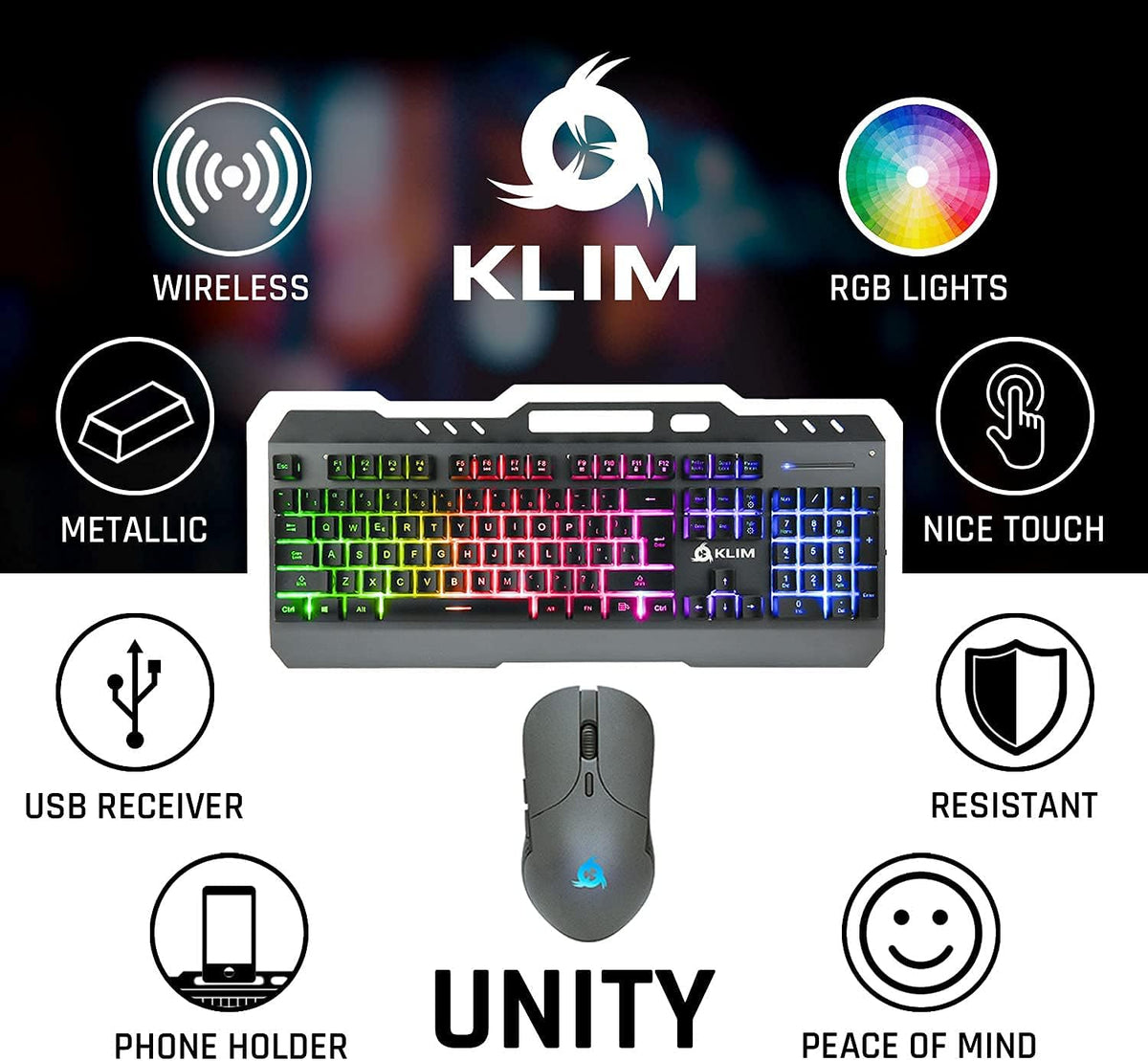 Wireless Keyboard and Mouse Set with Backlit Gaming Keyboard Y523204