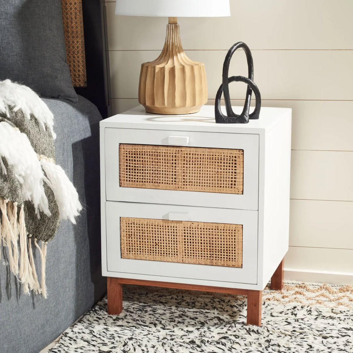 White 2 Drawer Nightstand B730997