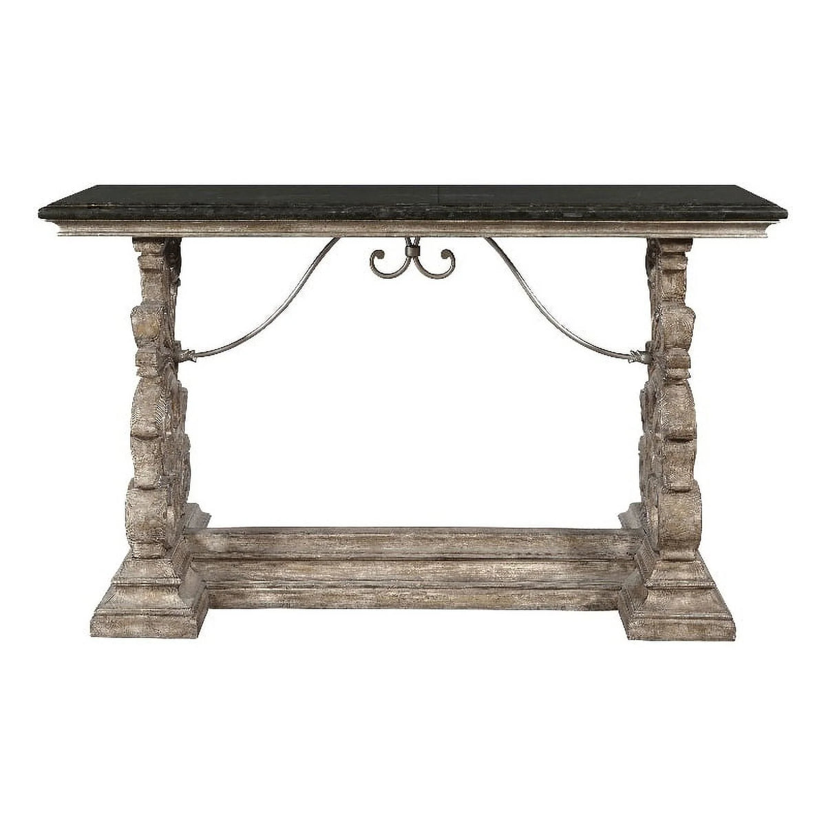 Brown Wood Console Table with Marble Top U313196