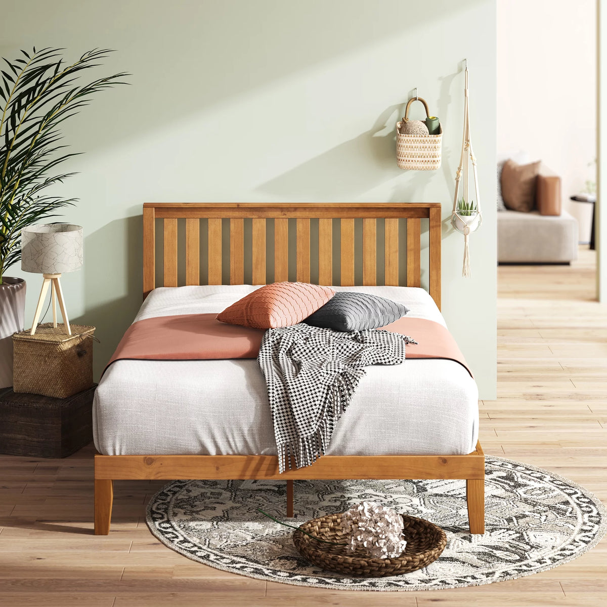 Wood Platform Bed with Headboard, Full G41677