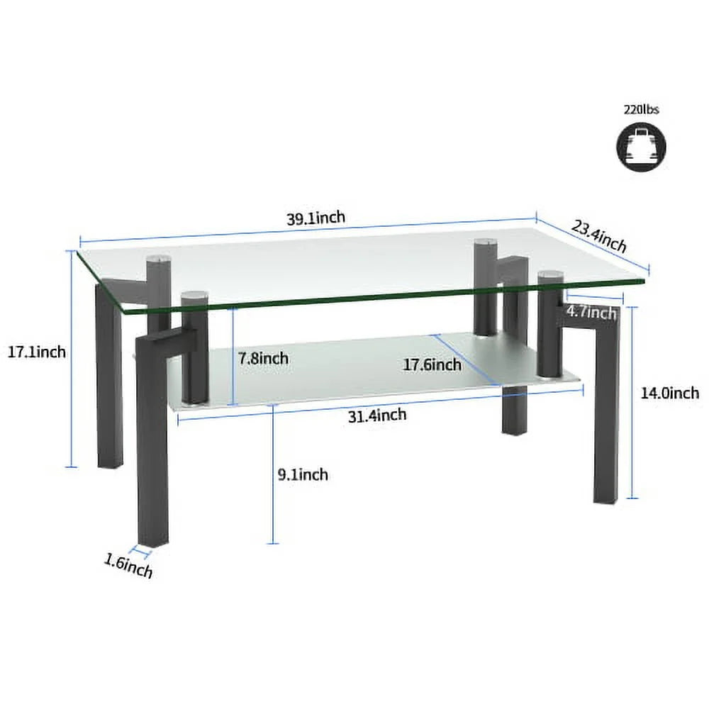 Rectangle Black Glass Coffee Table T693