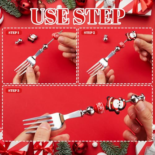 12 Sets Beadable Spoon Fork Set Christmas Kitchen Utensils N2921